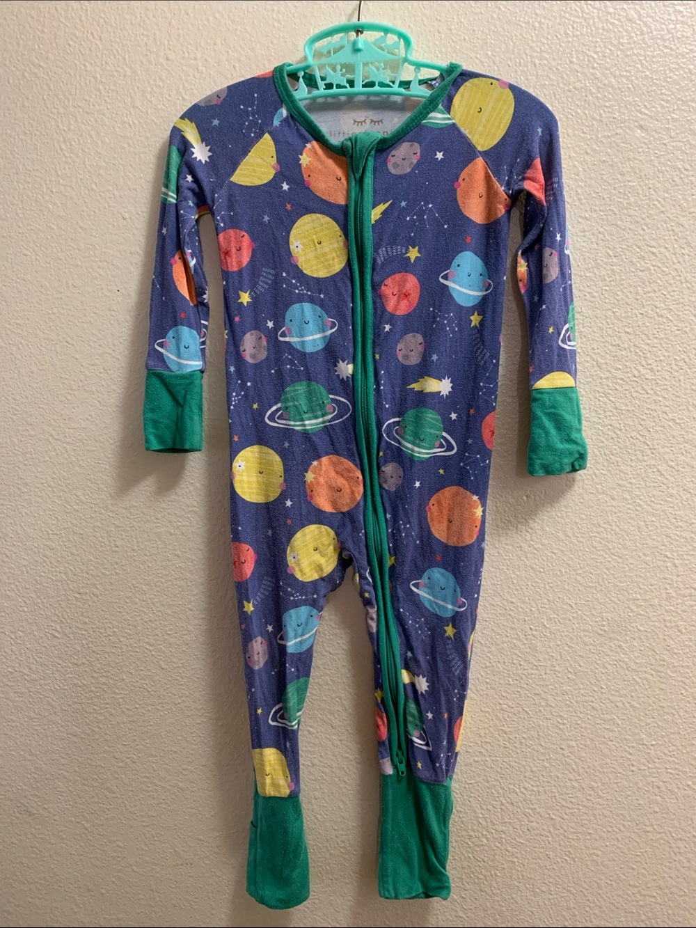 Little Sleepies Space Solar System Zippy Bamboo Pajamas 6-12 Months Planets